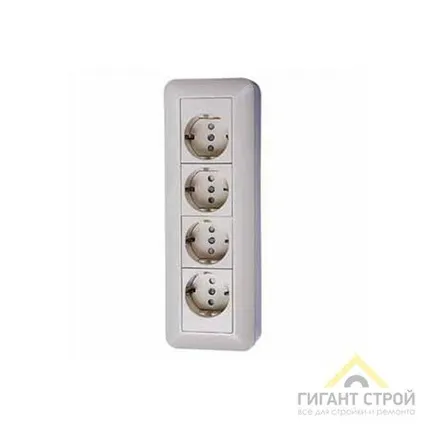 Фото №0 Розетка 4-м ОП Прима с заземл. бел. SchE RA16-411М-В