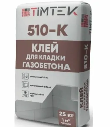 Фото №0 Клей для кладки газобетона TimTek 510-К 25кг (54шт /пал)