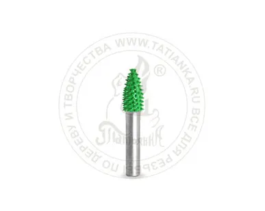 фото 6F38-70 - Пламя, Ø хвостовика 6мм, Ø фрезы X 9,525мм, L фрезы 19,05мм (coarse/зеленая)