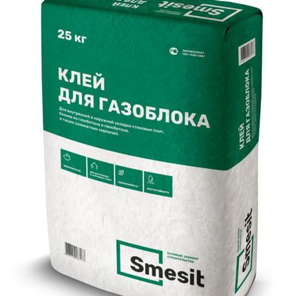 Фото №0 Клей для газоблока (газобетона) Smesit 25кг