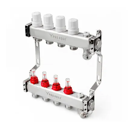 Фото №0 Коллекторный блок с расходомерами 6 выходов, 380 мм, 1*3/4 PRO AQUA