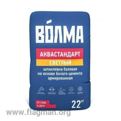 Фото №0 Шпатлевка Волма Аквастандарт светлый 22кг цемент