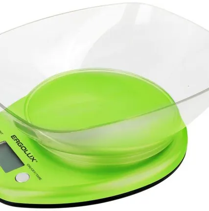 Фото №0 Весы кухонные ELX-SK04-C16 до 5кг со съемной чашей салатовые Ergolux 13605