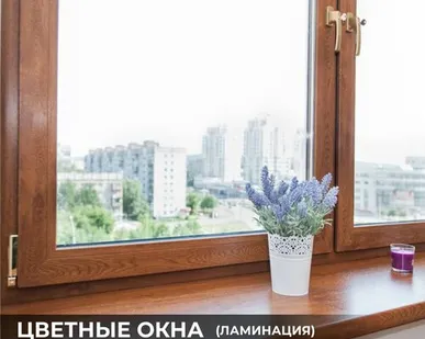 фото Окна ПВХ ламинированные, цветные.