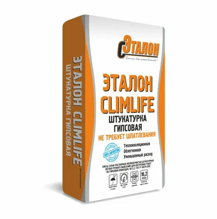Фото №0 Штукатурка гипсовая Эталон ClimLife серая 30 кг