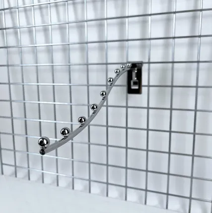 Фото №0 Кронштейн на сетку изогнутый 9 шариков d=8мм L=350мм, хром