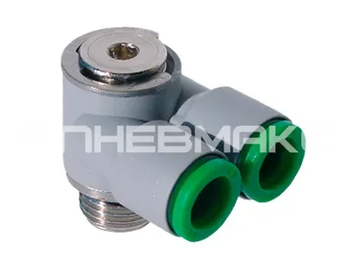 фото T15B0814 - Фитинг цанговый двойной угловой поворотный из технополимера наруж. резьба G1/4" под трубку 8мм