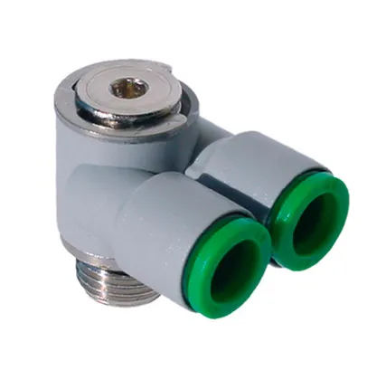 Фото №0 T15B04M5 - Фитинг цанговый двойной угловой поворотный из технополимера наруж. резьба M5 под трубку 4мм