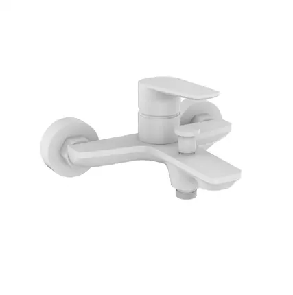 Фото №0 Смеситель для ванны DEVIDA DVS0824-11W с литым изливом 150 мм, цвет: хром-белый