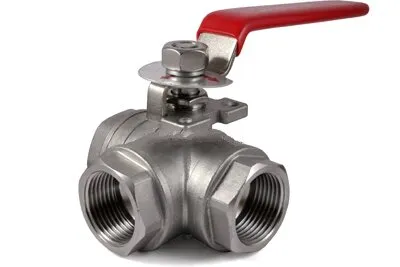 Фото №0 Кран нержавеющий трехходовой L-образный Ру 63 AISI 304