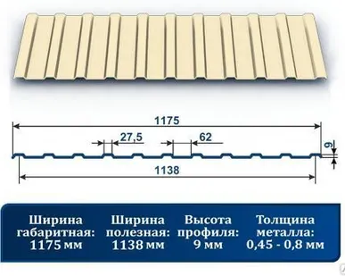 фото Профнастил С-9 1015 светлый беж