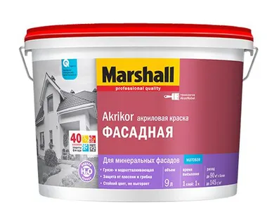 фото MARSHALL AKRIKOR ФАСАДНАЯ КРАСКА ДЛЯ ФАСАДНЫХ ПОВЕРХНОСТЕЙ МАТОВАЯ Маршал