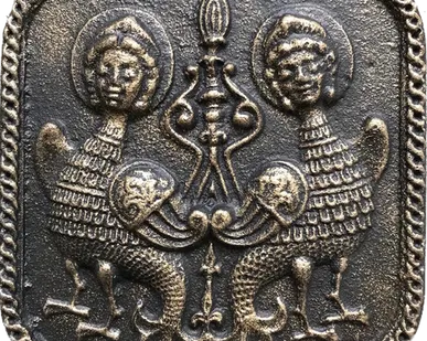 фото Чугунный изразец "Гамаюн"