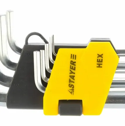 Фото №0 Набор STAYER Ключи "MASTER" имбусовые короткие, Cr-V,HEX 1,5-10мм, 9 пред