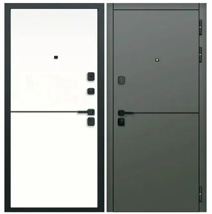 Фото №0 Дверь входная Молдинг 9см (Ferroni) МДФ/МДФ, Сатин коричневый/Эмалит белый 2050х860мм, ПРАВАЯ