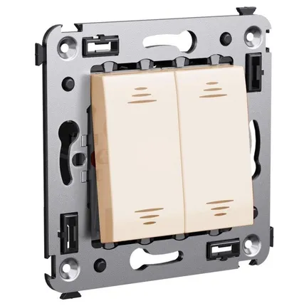 Фото №0 Выключатель 2-кл. 2мод. СП Avanti "Ванильная дымка" 16А IP20 беж. DKC 4405104