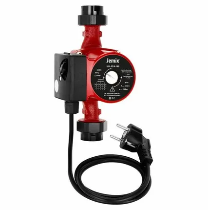 Фото №0 Насос ЦН-25/4-180 (WRS 25/4-180) (с гайками, евро вилка, КРАСНЫЙ) циркул. JEMIX