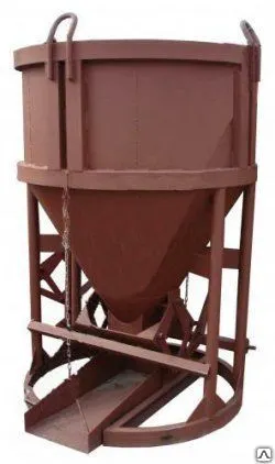 Фото №0 Бадья для бетона рюмка БН-1,6 с лотком (воронкой)