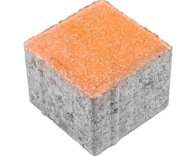 фото Тротуарная плитка Берит Квадрат Оранжевая 100х100х80 на белом цементе