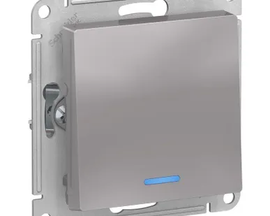 фото Механизм выключателя 1-кл. СП AtlasDesign 10А IP20 (сх. 1а) 10AX с подсветкой алюм. SchE ATN000313