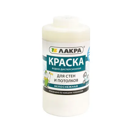 Фото №0 Лакра краска ВД для стен и потолков белоснежная 3кг. (банка)/6