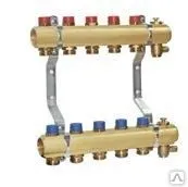 Фото №0 Коллектор с запорными вентилями в сборе, латунь, от 2 до 12 конуторв