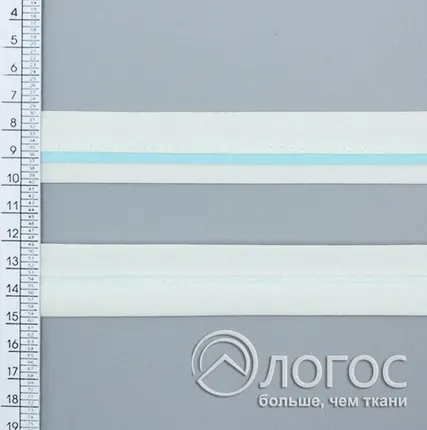 Фото №0 Косая бейка декоративная с кантом Т 25мм, D2+21 (белый с синим кантом)