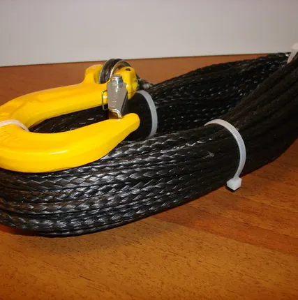 Фото №0 Трос синтетический 5 мм х 15м, с крюком, 2500 кгс, (пр-во Россия)