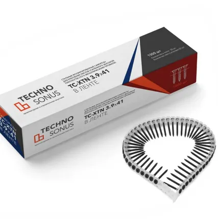 Фото №0 Саморез для гипсокартона TC-XTN 3,9х41 в лентах (1000 шт.) ТехноСонус