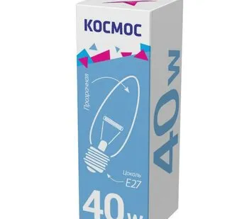 фото Лампа накаливания Свеча 40Вт E27 прозр. Космос LKsmSCnCL40E27v2