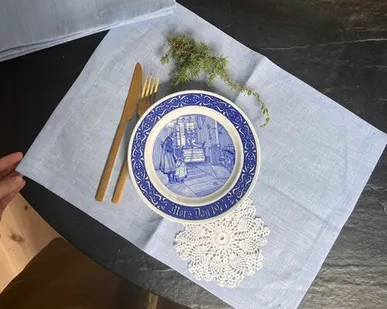 фото Салфетка голубая 37х50 см лен