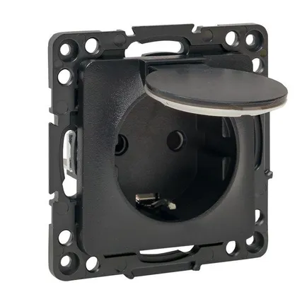 Фото №6 Розетка 1-м СП Стокгольм 16А IP44 с заземл.защ. шторки с крышкой механизм черн. PROxima EKF EZR16-028-10-44