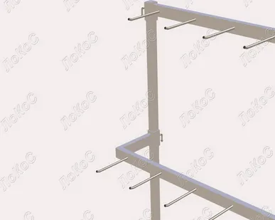 фото Вешало трехярусное с крючками L=900мм H=1700мм, черное/хром