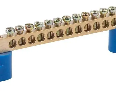 фото Шина N "ноль" на двух угловых изоляторах ШНИ-6х9-12-У2 NO-222-58 син. (уп.10шт) Эра Б0033438