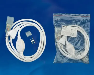 фото Провод для ленты UCX-SP2/N21 WHITE 1 STICKER Провод электрический для светодиодных лент Светодиодная лента Неон ULS-N21 NEON 220В, 8x16мм, 2 контакта. Цвет белый. TM Uniel.