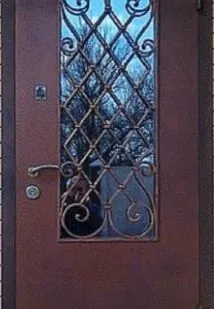 фото Дверь стальная однопольная остекленная с кованным элементом(900/2000)правая