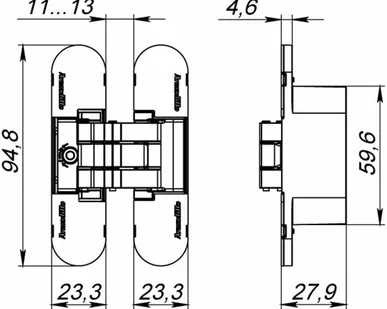 фото Петля скрытой установки Armadillo (Армадилло) с 3D-регулировкой 9540UN3D AB Бронза 2шт.