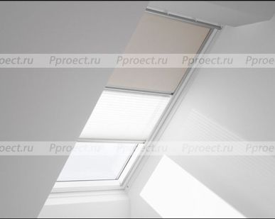 фото Velux DFD F06 (66*118) Затемняющая штора и штора-плиссе «Дуо»