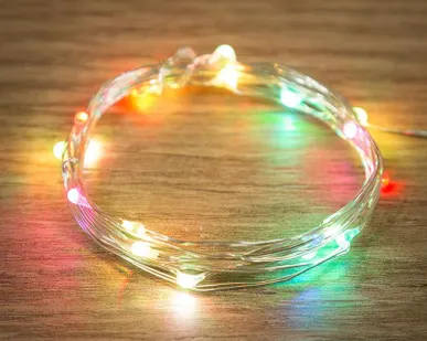фото Гирлянда "Роса" 2м 20LED RGB 5Вт 4.5В IP20 прозр. провод (2хCR2032 в комплекте) NEON-NIGHT 303-009