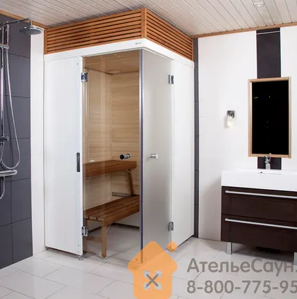 Фото №0 Сауна Harvia SmartFold SF1212L (складываение влево, 1200х1200х2080 мм, стены из осины, полки из термоосины)