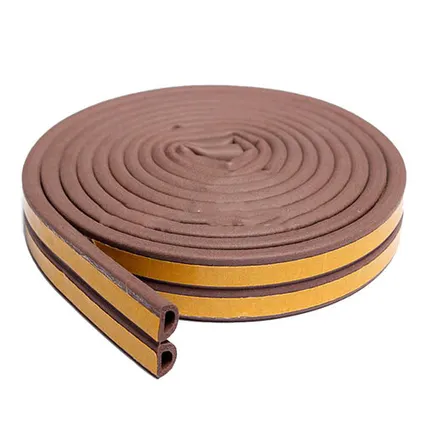 Фото №0 Уплотнитель двухполосный "УДАРНИК" для окон и дверей P100 (9x5,5мм) коричневый