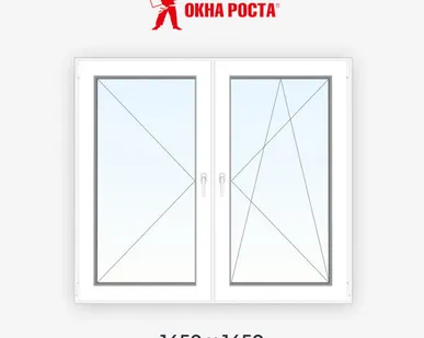 фото Двухстворчатое пластиковое окно WHS Halo 60, 1450х1450, поворотное/поворотно откидное