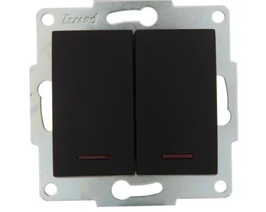 фото Механизм выключателя 2-кл. 1п СП Karina 10А IP20 с подсветкой черн. бархат LEZARD 707-4288-112