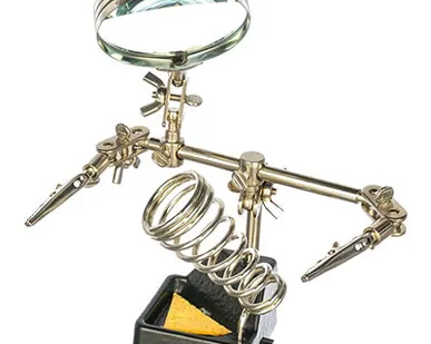 фото Держатель "третья рука" с лупой и подставкой паяльника Rexant 2 зажима