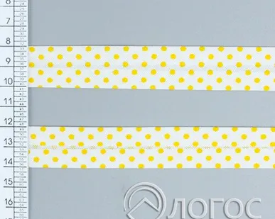 фото Косая бейка декор. .Т. 20 мм, В4, В4 (желтый/белый)