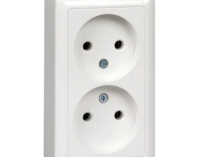 фото Schneider Electric Розетка 2-м ОП Хит 16А IP20 без заземл. без защ. шторок бел. RA16-237-B Schneider Electric