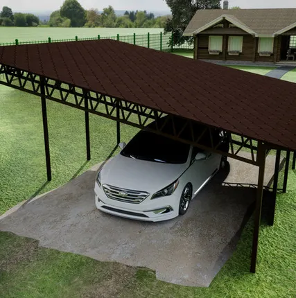 Фото №0 Односкатный навес №31 из гибкой черепицы 6,9х6,25 м