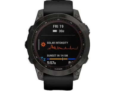 фото Часы Garmin Fenix 7 Sapphire Solar титановый черный DLC с черным ремешком