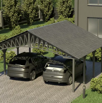 Фото №0 Двускатный навес №22 из гибкой черепицы 6,5х6,25 м