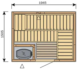 Фото №1 Сауна Harvia Variant S2015 (1945х1505 мм, без печи, интерьер Formula из осины)